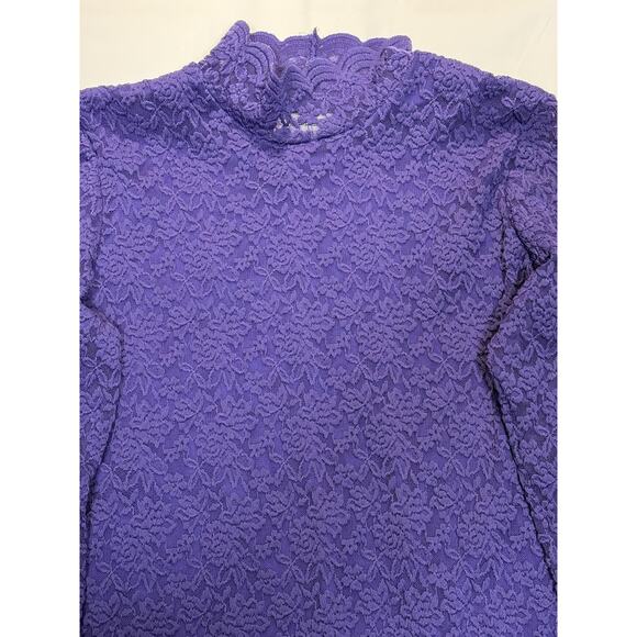 Coldwater Creek Large top Purple Floral Raised Pattern‎ Women's Pullover lined - Picture 3 of 6